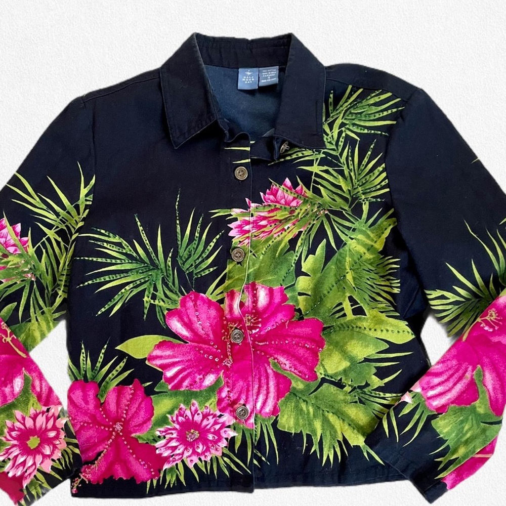 Vintage 90s floral denim button up